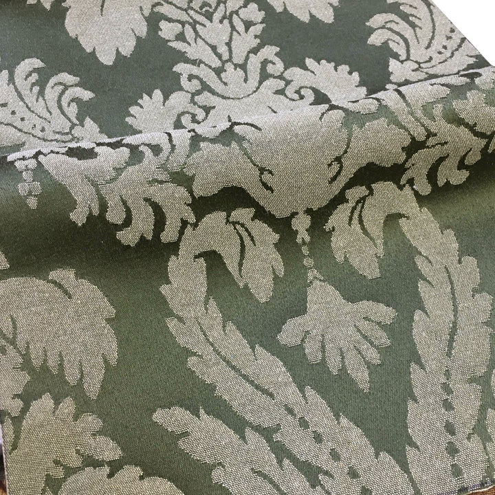 108" Wide Vivian Large Damask Moss Green Jacquard Fabric - Classic & Modern