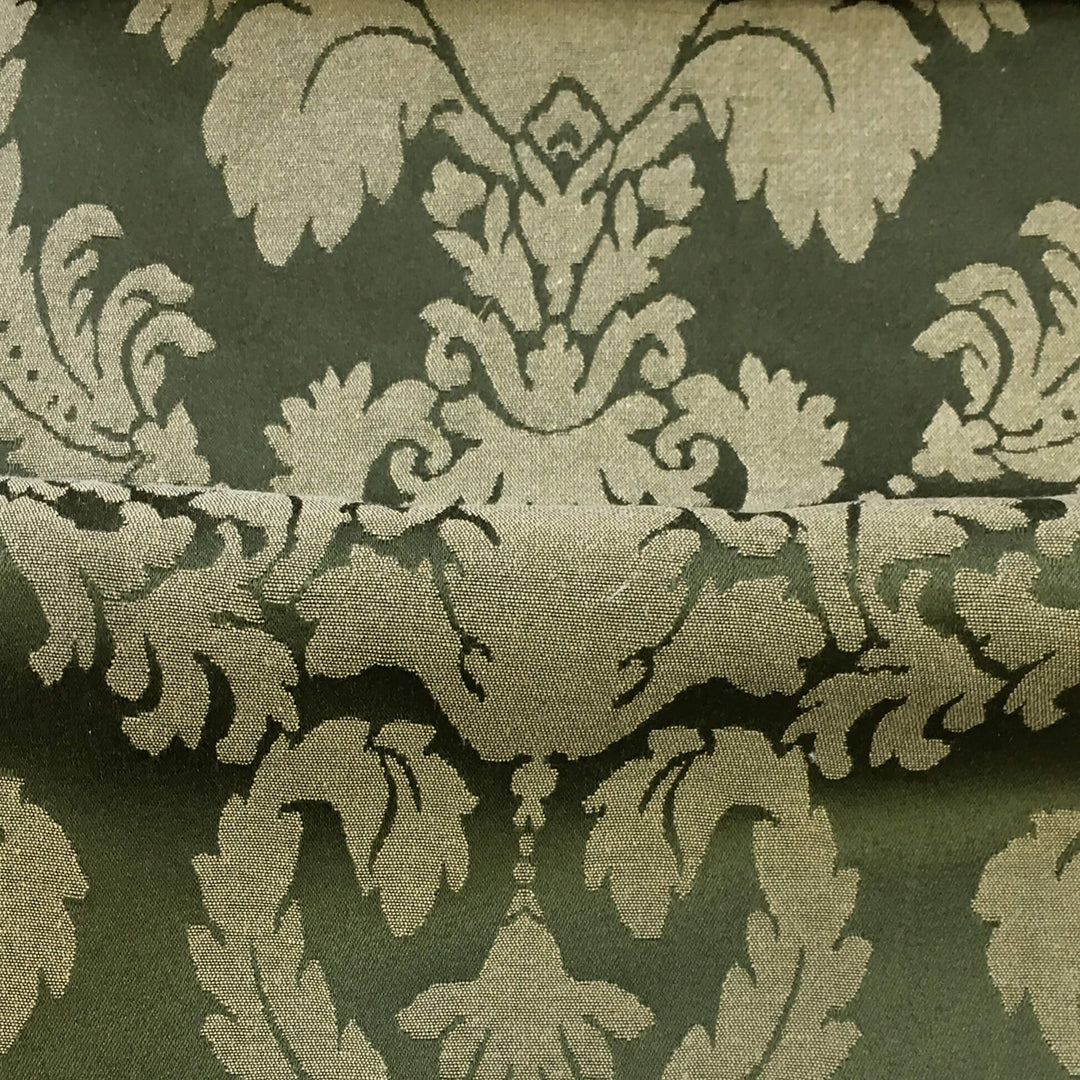 108" Wide Vivian Large Damask Moss Green Jacquard Fabric - Classic & Modern