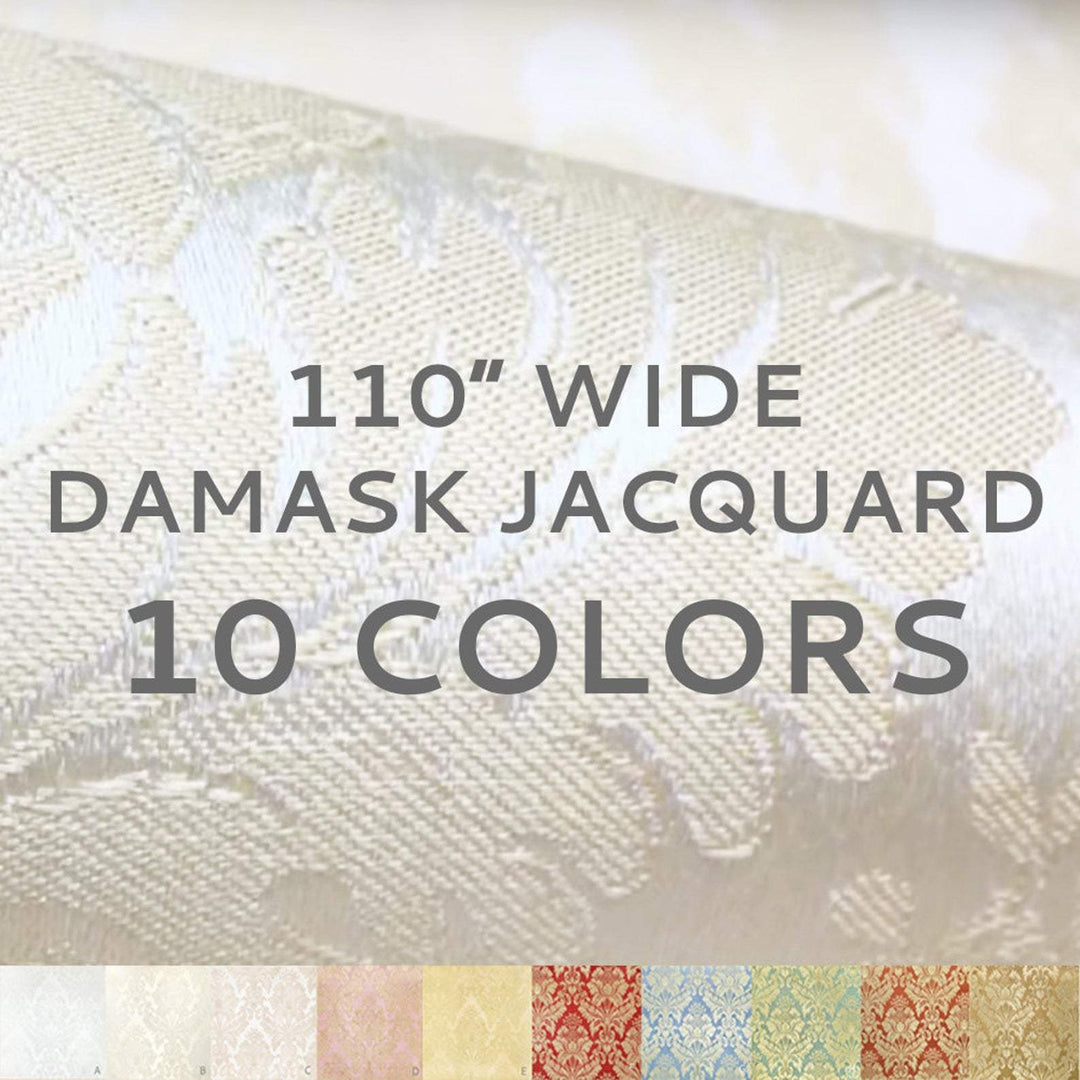 Various Colors 110" Wide Damask Soft Sheen Jacquard Fabric - Classic Modern Fabrics
