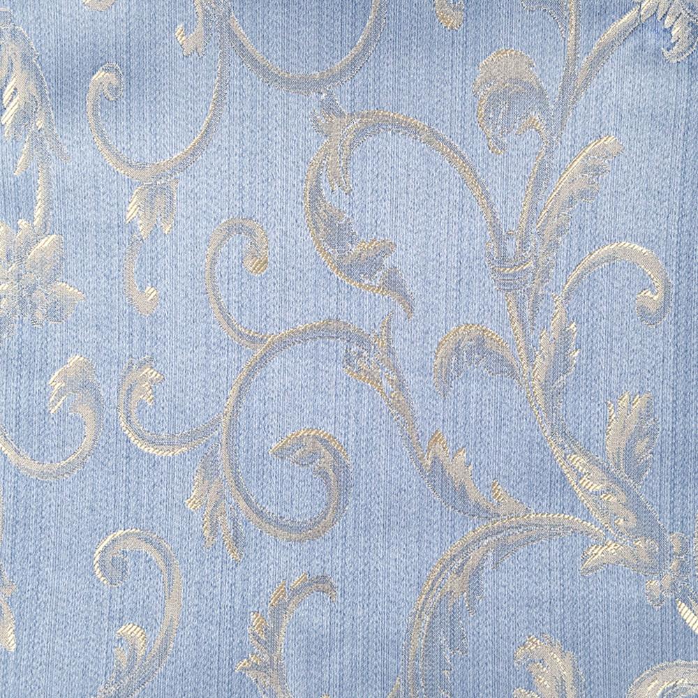110" Wide Blue Gold Scroll Floral Soft Sheen Jacquard Fabric - Classic Modern Fabrics