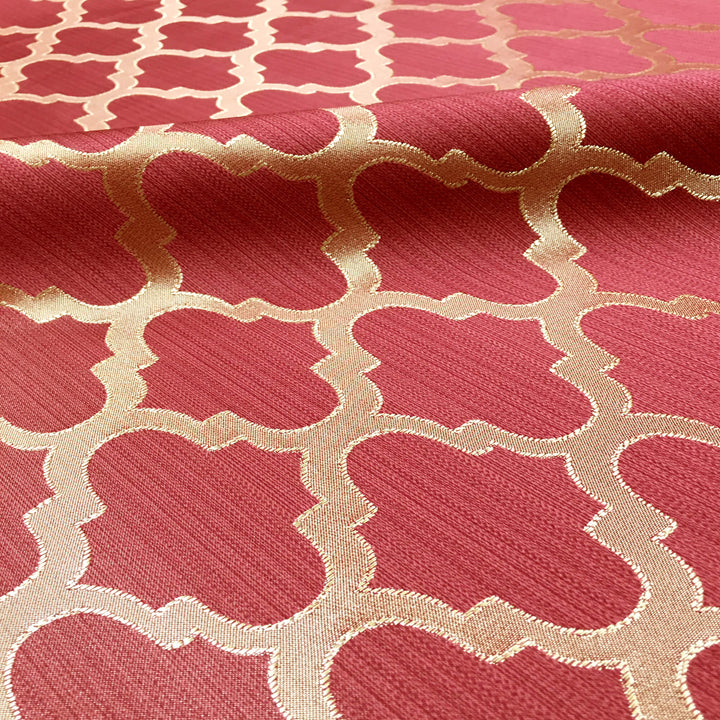 110" Wide Geometric Soft Sheen Jacquard Fabric / Gold Burgundy Red / Fabric By the yard - Classic & Modern