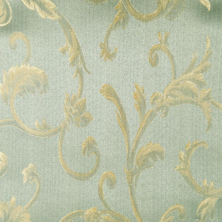 110" Wide Green Gold Scroll Floral Soft Sheen Jacquard Fabric - Classic & Modern