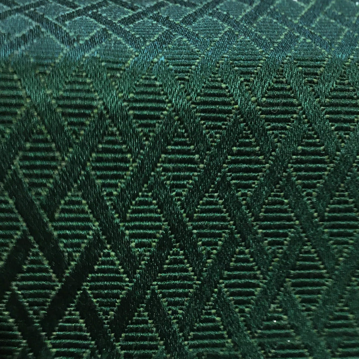 110" Wide Jules Hunter Green Geometric Diamond Woven Jacquard Brocade Fabric - Classic & Modern