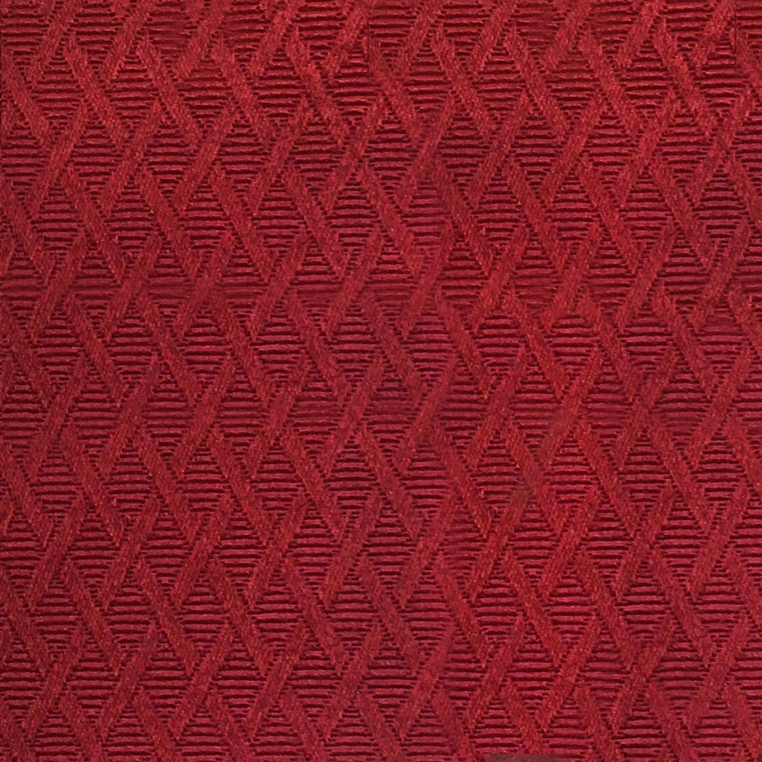 110" Wide Jules Red Burgundy Geometric Diamond Woven Jacquard Brocade Fabric - Classic & Modern