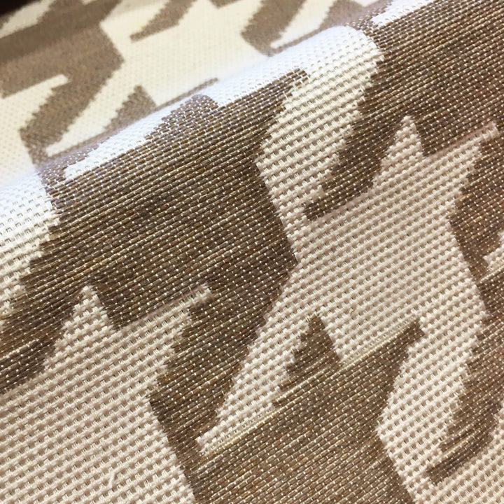 110" Wide Large Houndstooth Brown Beige Woven Jacquard Fabric - Classic & Modern