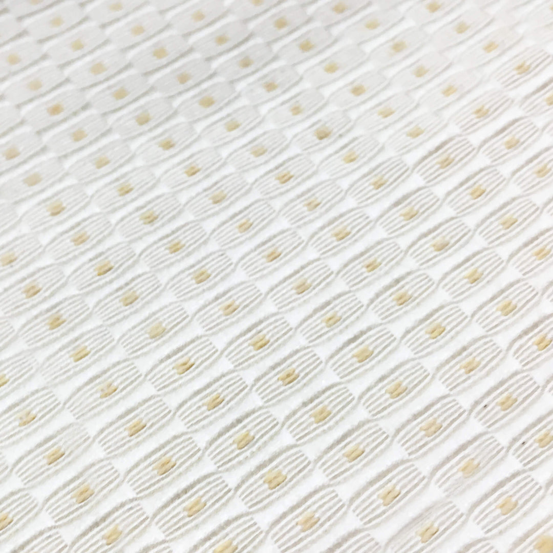 110" Wide Maison Beige Gold Geometric Dots Woven Jacquard Brocade Fabric - Classic & Modern