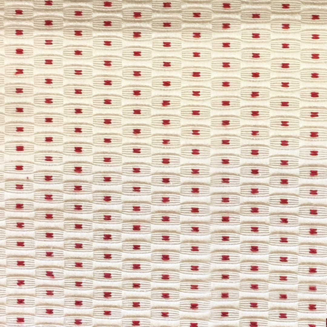 110" Wide Maison Beige Red Geometric Dots Woven Jacquard Brocade Fabric - Classic & Modern