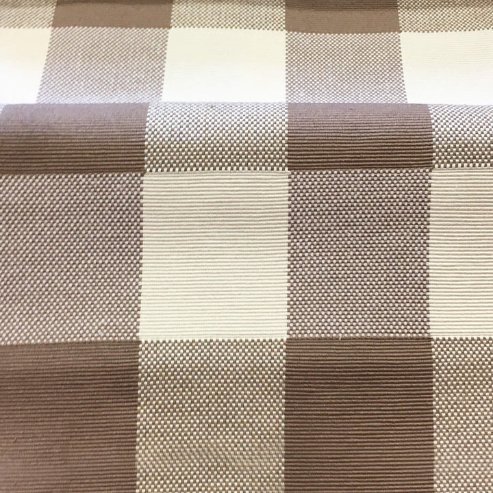 110" Wide Raven Brown Large Plaid Check Woven Jacquard Fabric - Classic & Modern