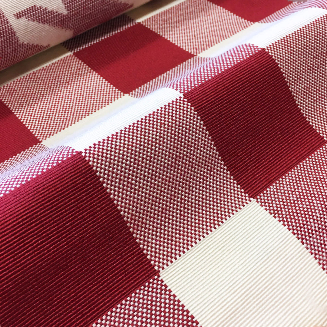 110" Wide Raven Red Large Plaid Check Woven Jacquard Fabric - Classic & Modern