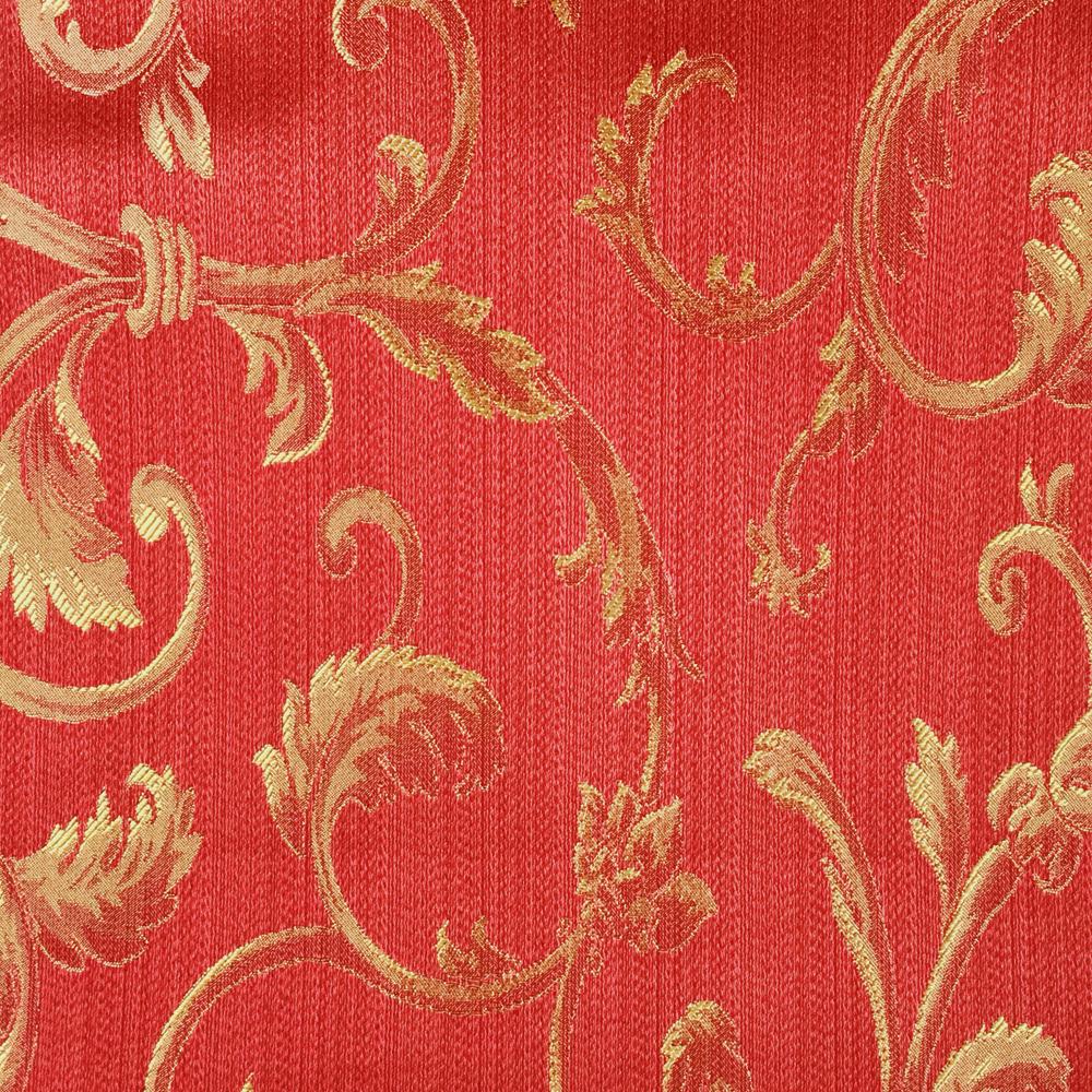110" Wide Burgundy Red Gold Scroll Floral Soft Sheen Jacquard Fabric - Classic Modern Fabrics