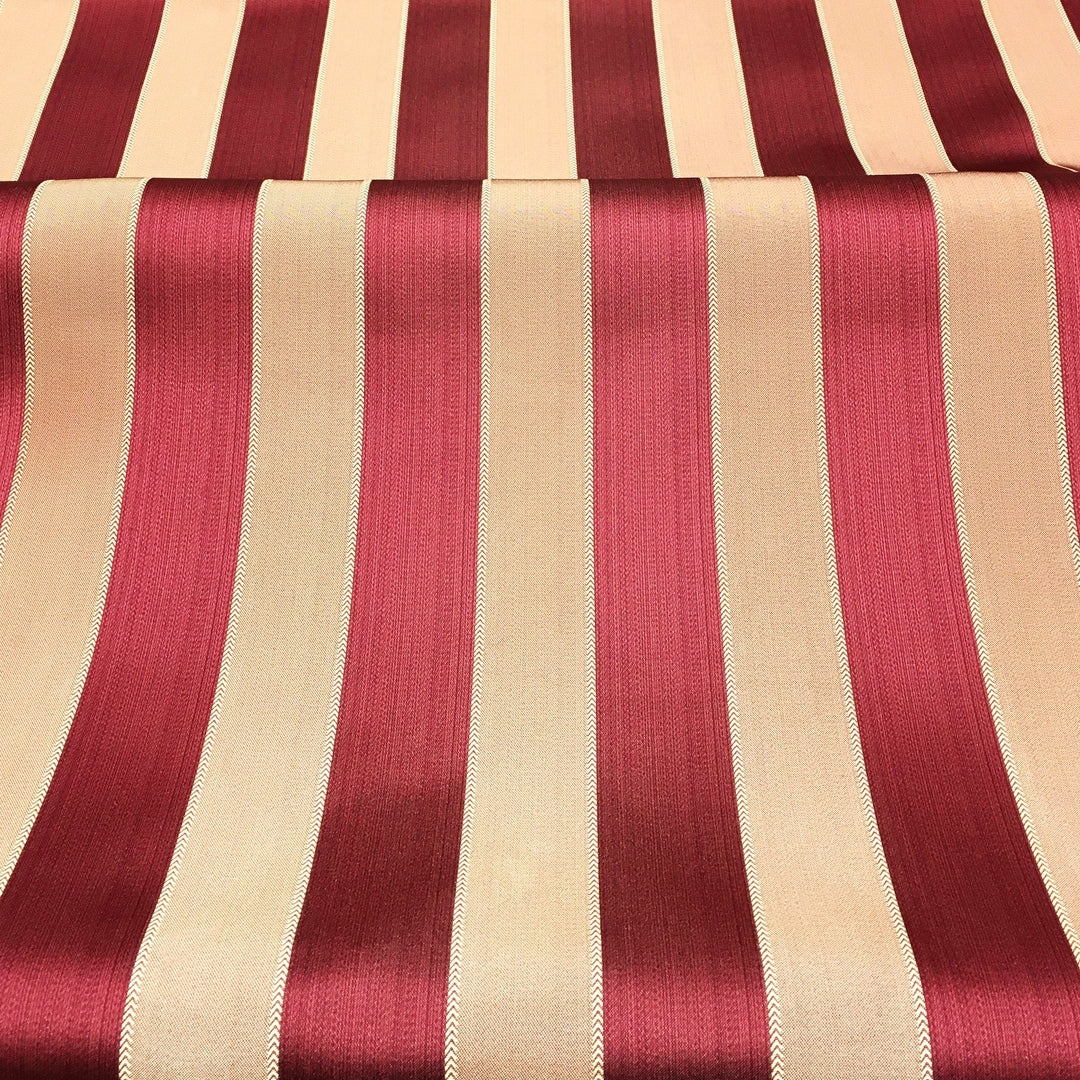 110" Wide Red Gold Stripe Soft Sheen Jacquard Fabric - Classic Modern Fabrics
