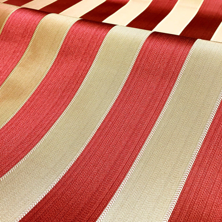 110" Wide Red Gold Stripe Soft Sheen Jacquard Fabric - Classic Modern Fabrics