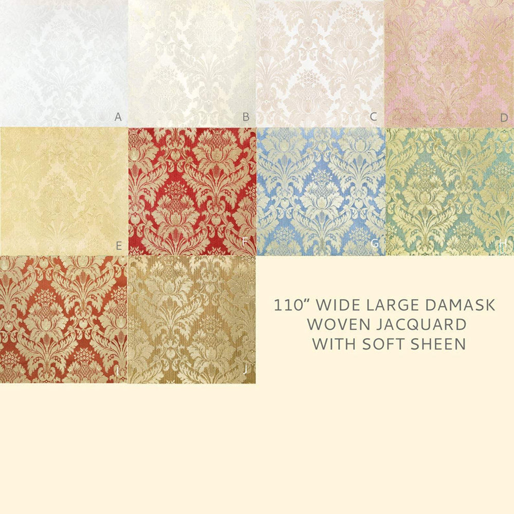 110" Wide White Damask Soft Sheen Jacquard Fabric - Classic & Modern