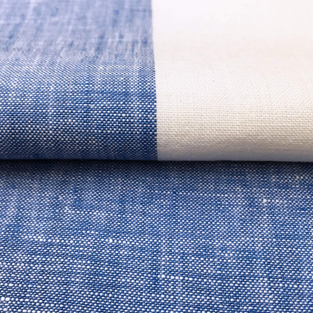 118" WIDE Lanshire Pure 100% linen fabric Wide Stripe / Blue White / Drapery, Curtain, Upholstery, Apparel /Fabric by the Yard - Classic & Modern