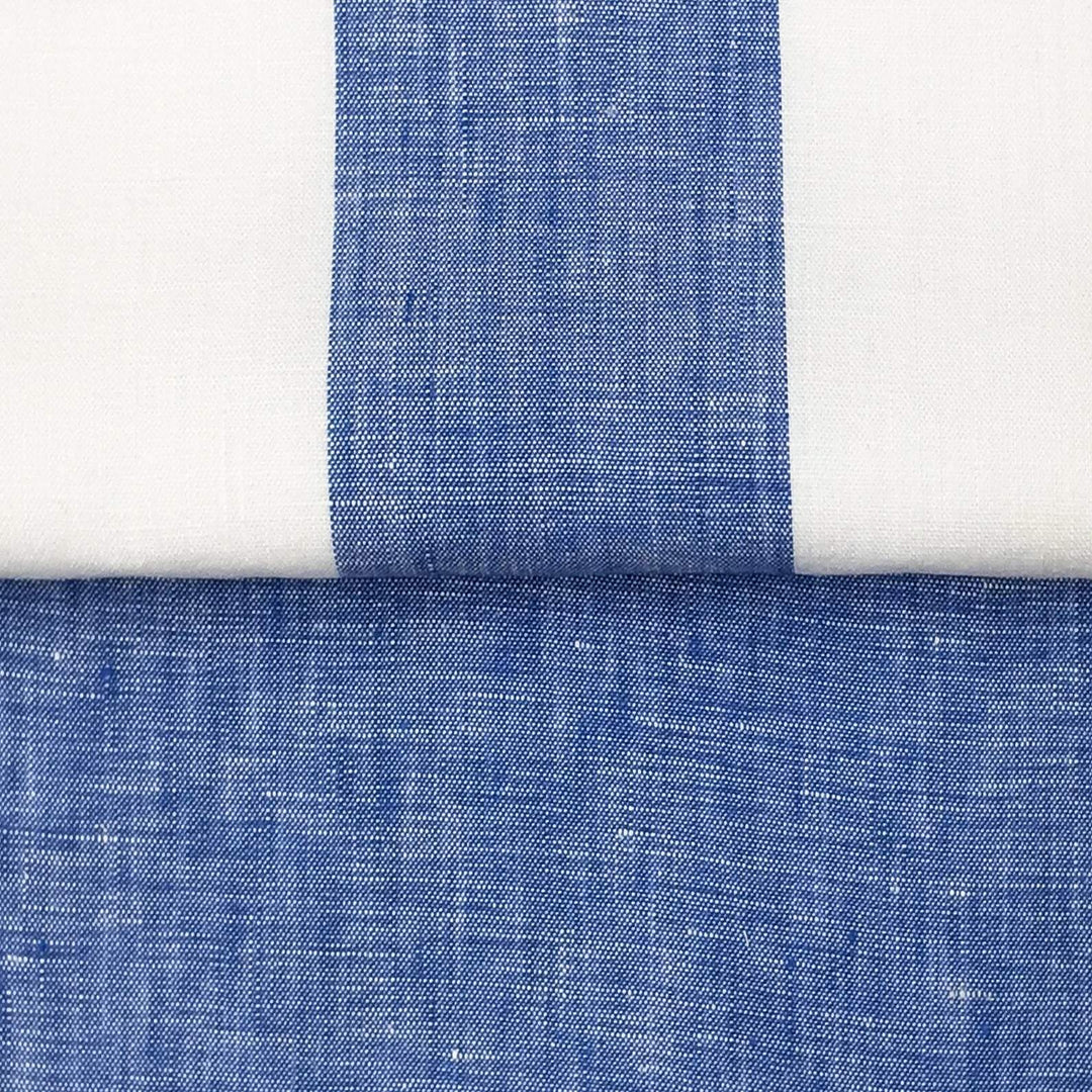 118" WIDE Lanshire Pure 100% linen fabric Wide Stripe / Blue White / Drapery, Curtain, Upholstery, Apparel /Fabric by the Yard - Classic & Modern