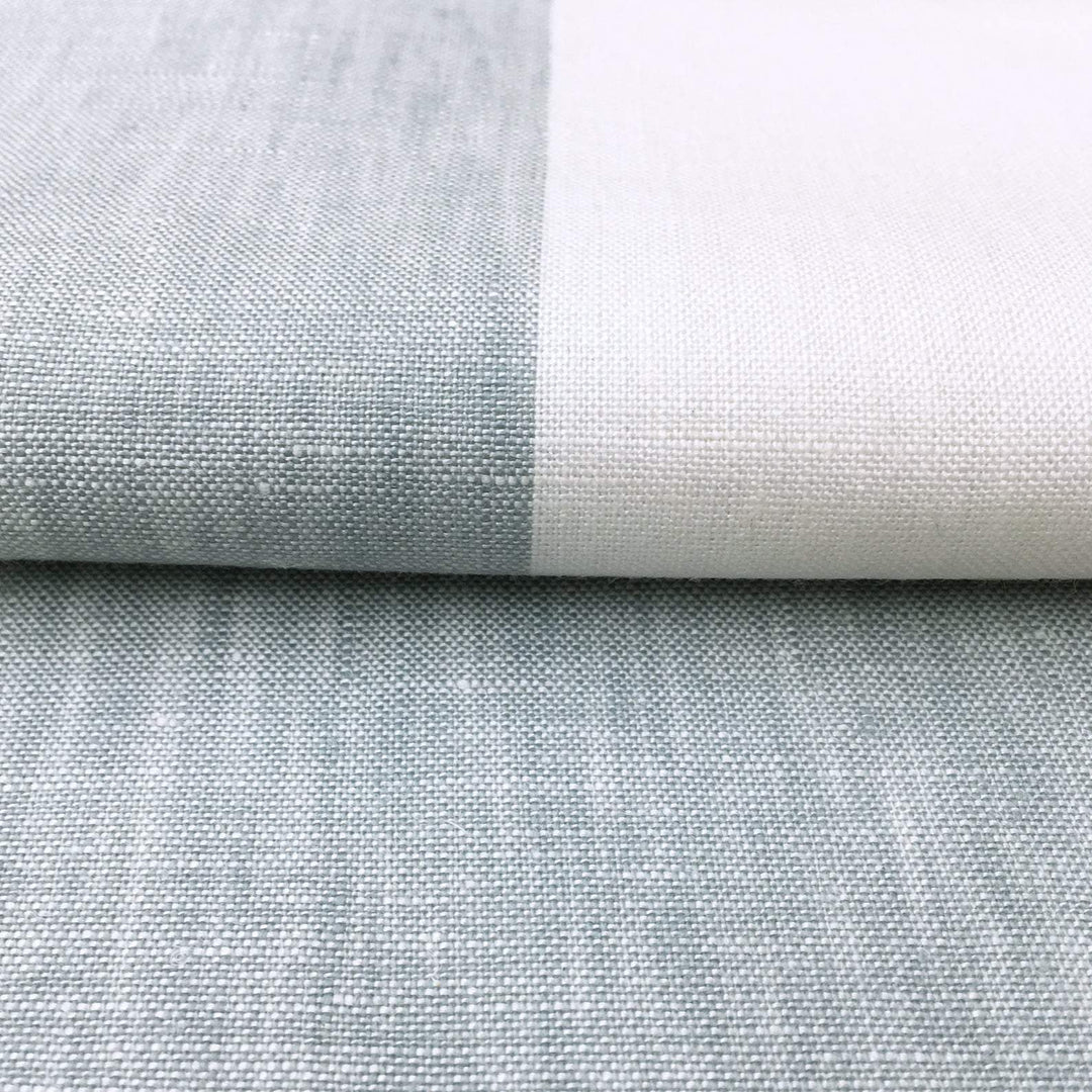 118" WIDE Lanshire Pure 100% linen fabric Wide Stripe / Ciel Sage Green White / Drapery, Curtain, Upholstery, Apparel /Fabric by the Yard - Classic & Modern