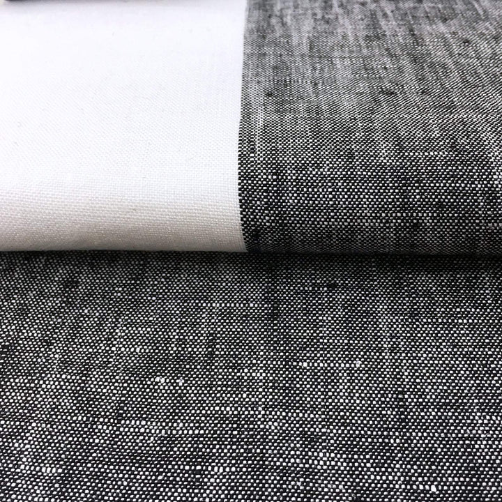 118" WIDE Lanshire Pure 100% linen fabric Wide Stripe / Dark Grey Black White / Drapery, Curtain, Upholstery, Apparel /Fabric by the Yard - Classic & Modern