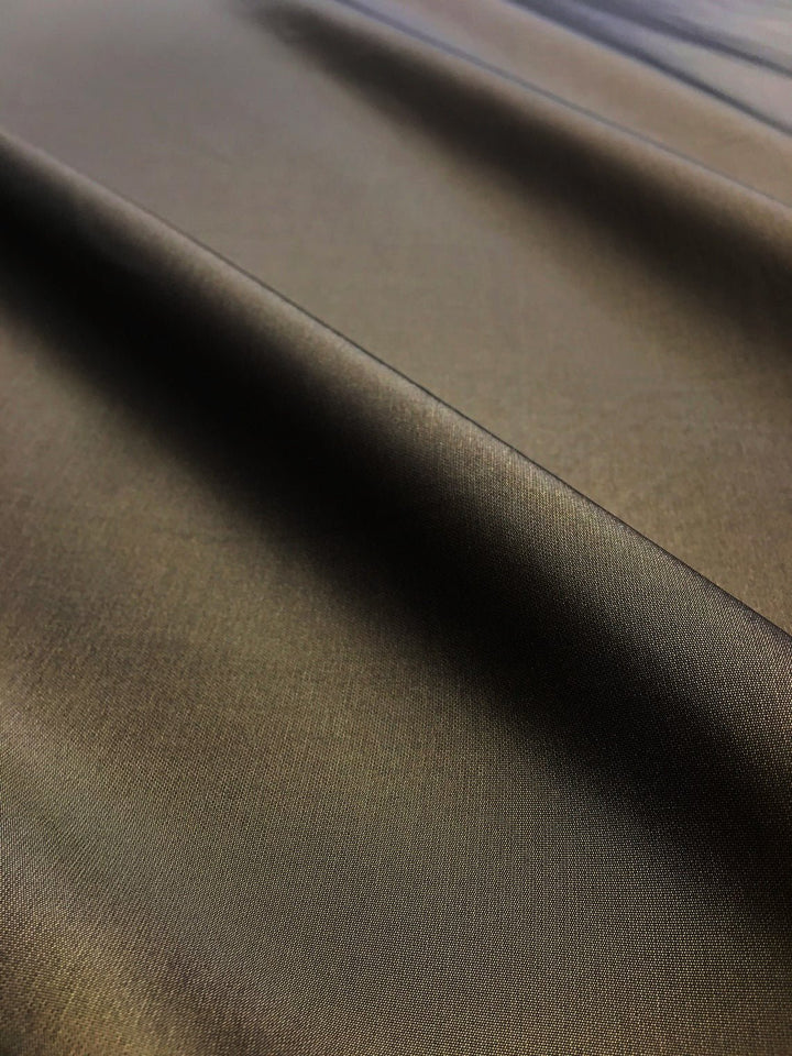 120" WIDE Dark Olive Khaki Brown Green Solid Faux Taffeta Silk Dupioni Fabric - Classic & Modern