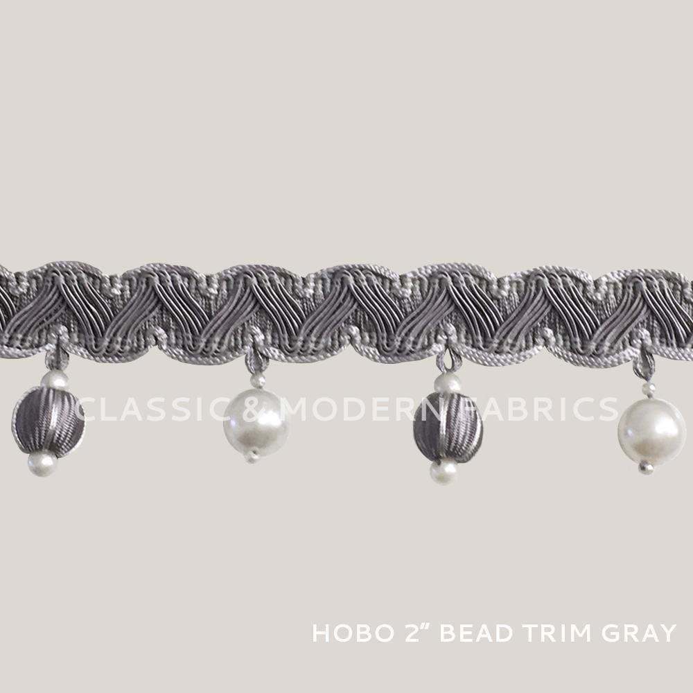 24 YARDS / Hobo 2" Beaded Tassel Fringe Trim Gray / By the bolt - Classic & Modern
