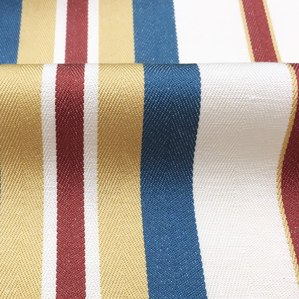 25 YARDS | 108" Blue Yellow Red Stripe Canvas Fabric - Classic & Modern