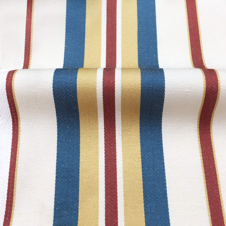25 YARDS | 108" Blue Yellow Red Stripe Canvas Fabric - Classic & Modern