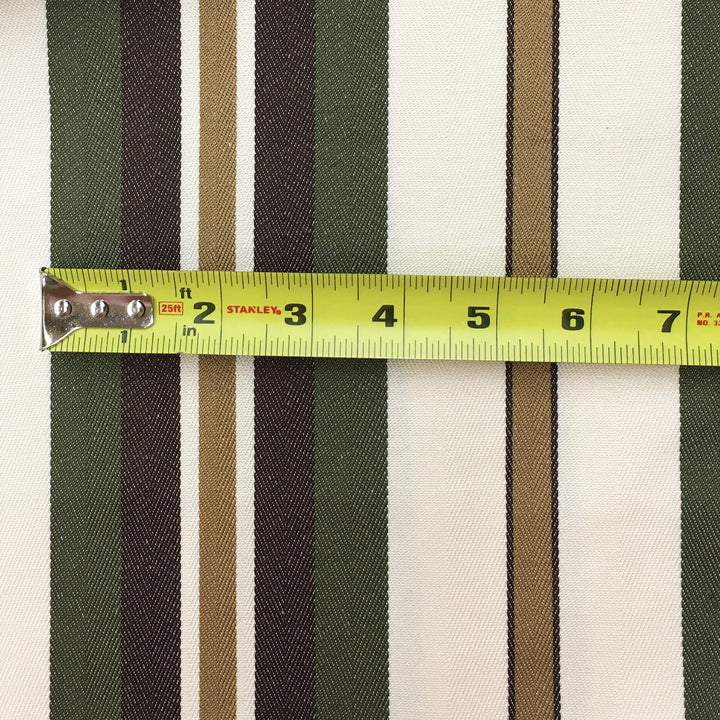 25 YARDS | 108" Brown Green Stripe Canvas Fabric - Classic & Modern