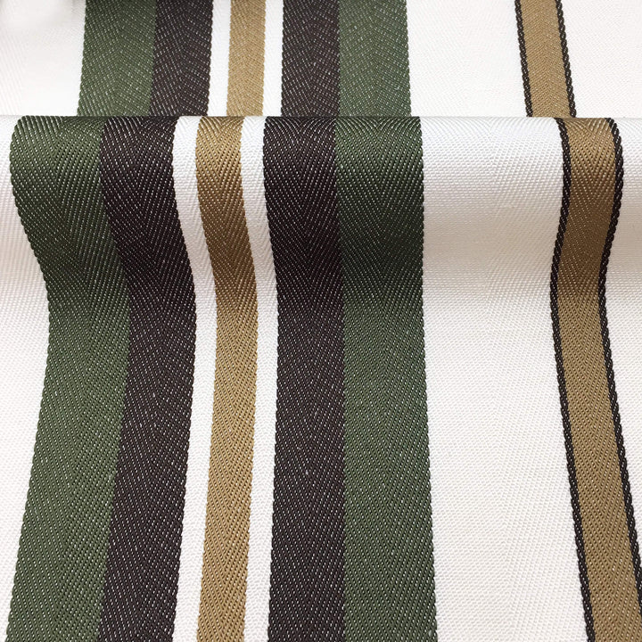 25 YARDS | 108" Brown Green Stripe Canvas Fabric - Classic & Modern