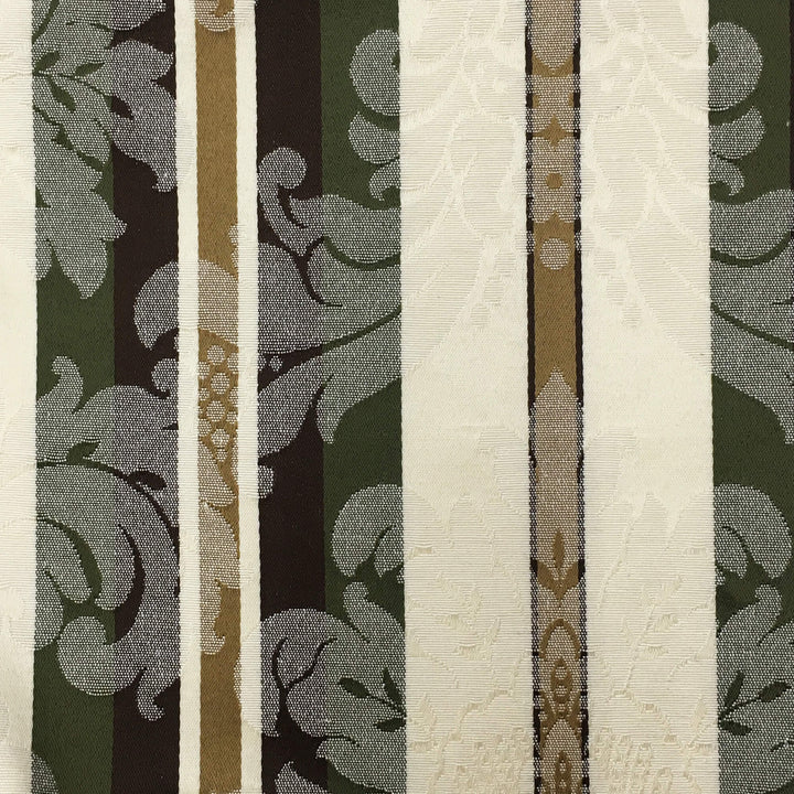 25 YARDS | 108" Green Brown Damask Stripe Brocade Jacquard Fabric - Classic & Modern