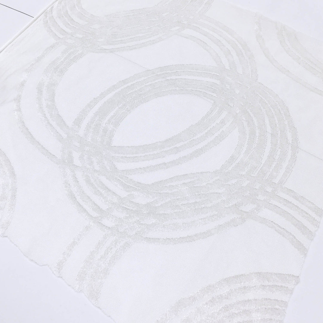 25 YARDS | 108" Off White Geometric Circle Burnout Velvet Fabric - Classic & Modern