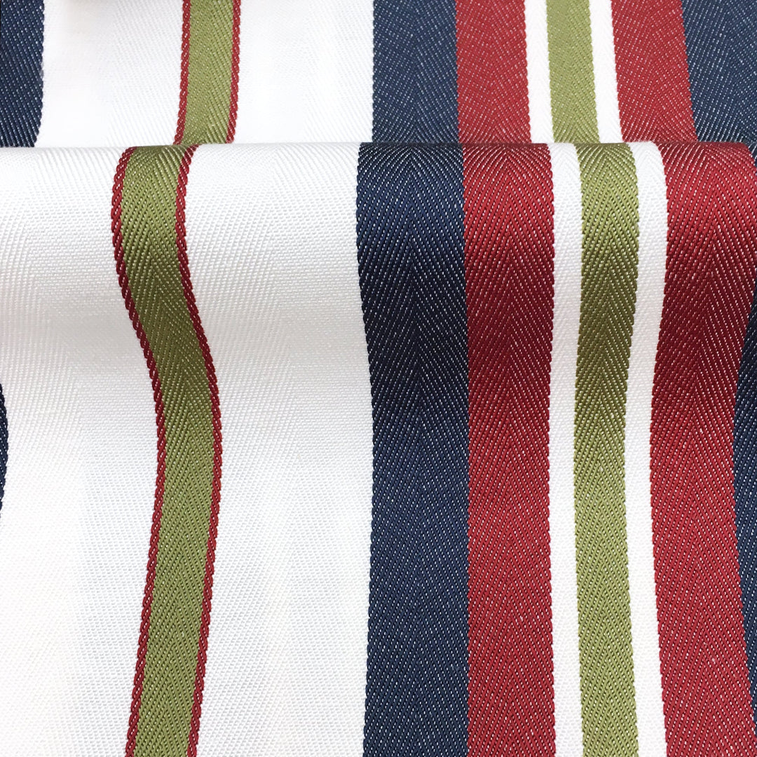 25 YARDS | 108" Red Blue Green Stripe Canvas Fabric - Classic & Modern