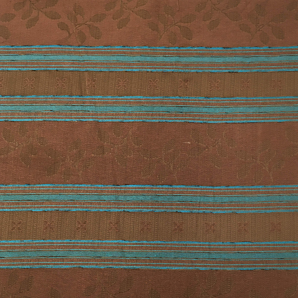 25 YARDS | Bali Blue Brown Stripe Brocade Jacquard Fabric - Classic & Modern