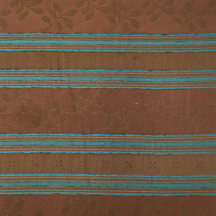 25 YARDS | Bali Blue Brown Stripe Brocade Jacquard Fabric - Classic & Modern