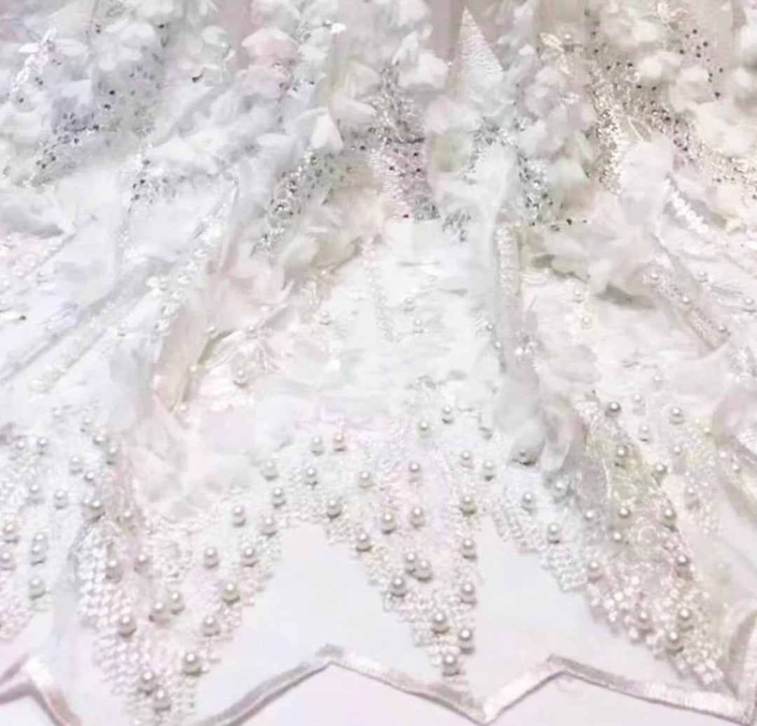 White VIVIANA Dusty Pink Lilac Black Floral Embroidery Sequin Tulle Mesh Lace / Fabric by the Yard