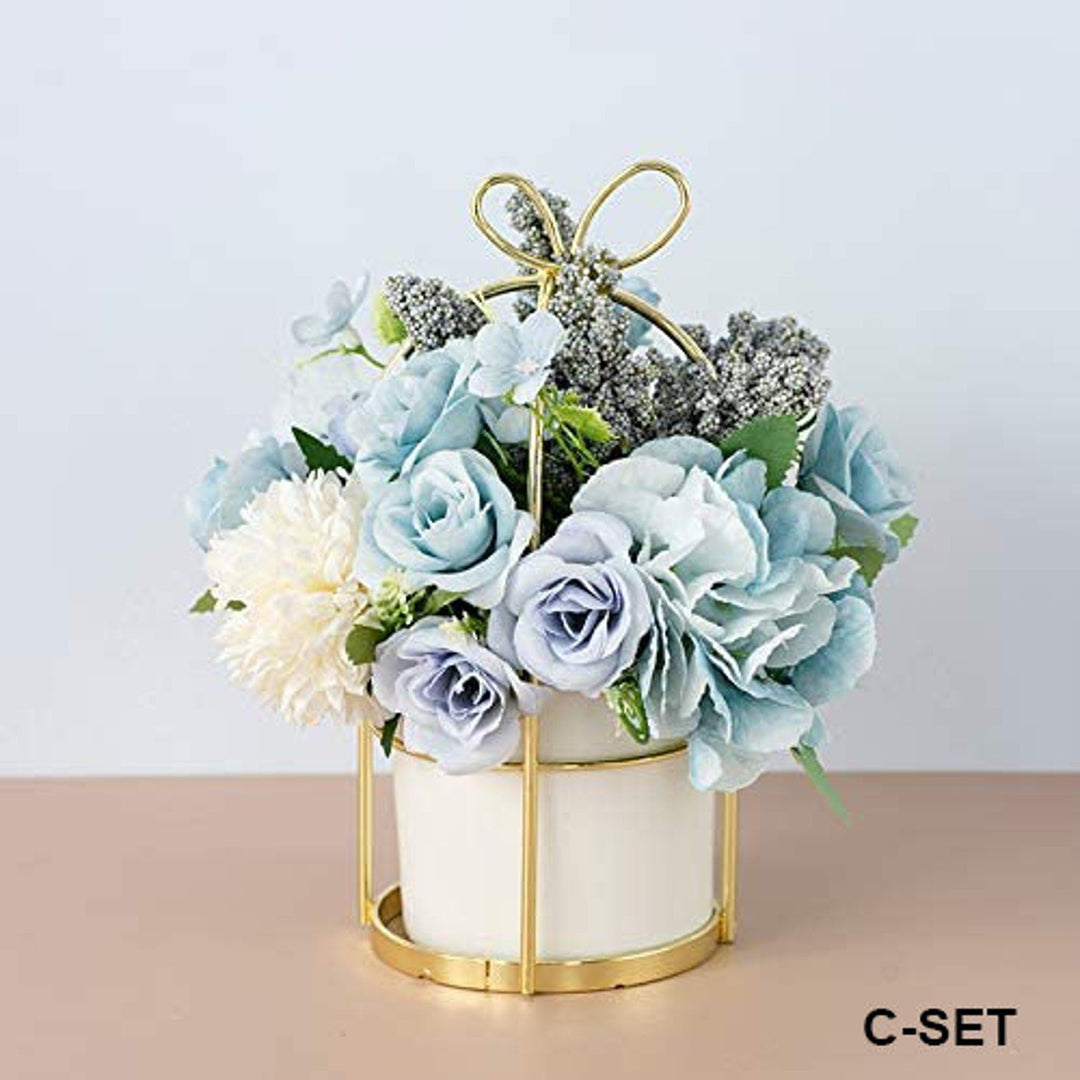 4 COLORS / Fake Artificial Flower Bouquet with Vase / Flower Arrangements Wedding Decoration / Table Centerpieces / Home Decor Gift - Classic & Modern