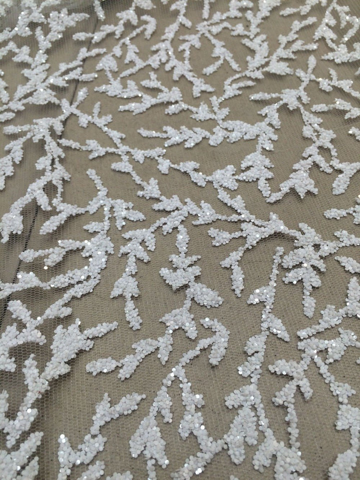 WhiteCute Floral Embroidery Glitter Mesh Lace Wedding Party Dress Fabric-Classic Modern Fabrics
