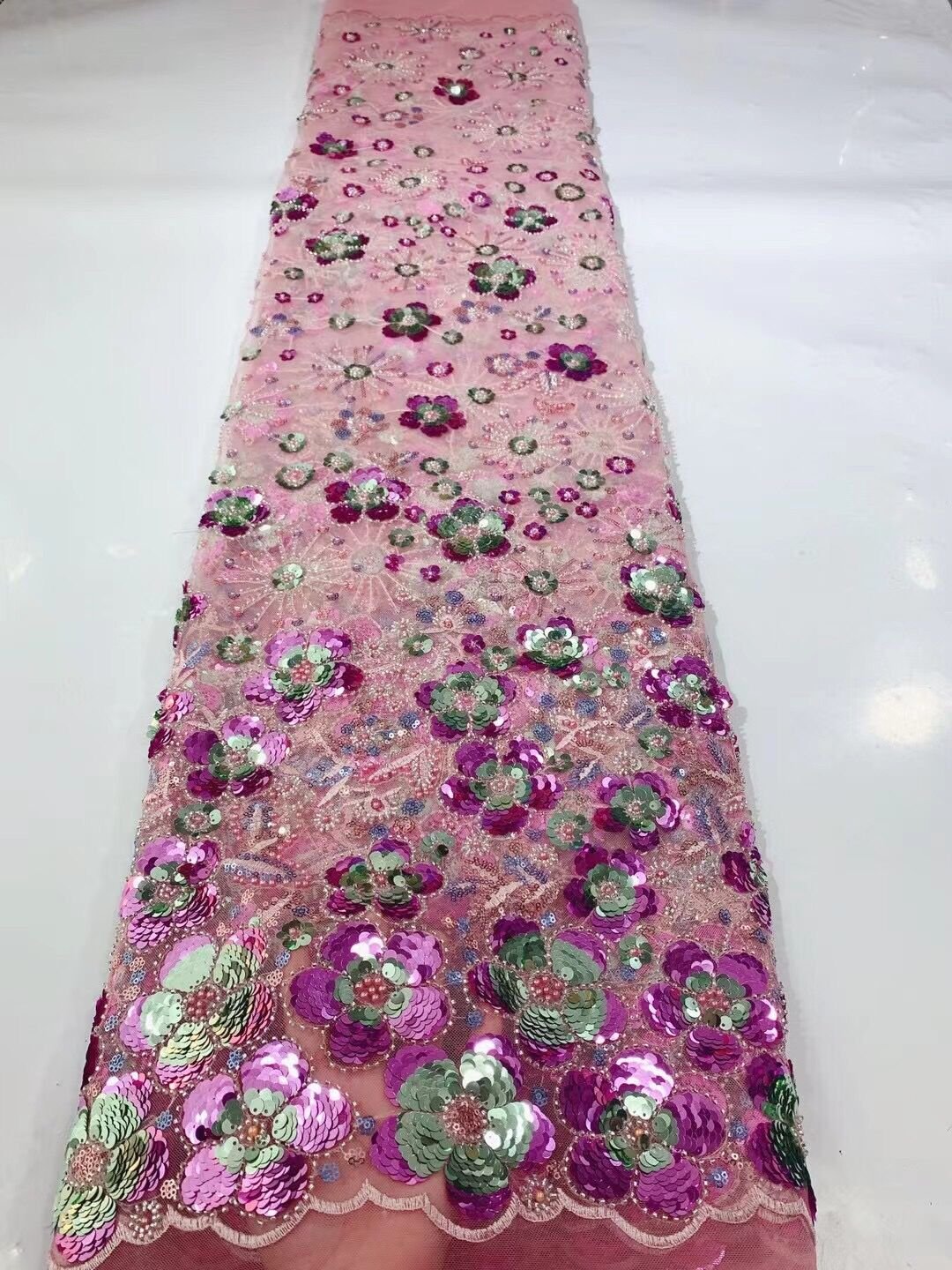 5 YARDS / 12 COLORS / Rochelle Floral Beaded Embroidery Glitter Mesh Lace  Party Prom Bridal Dress Fabric