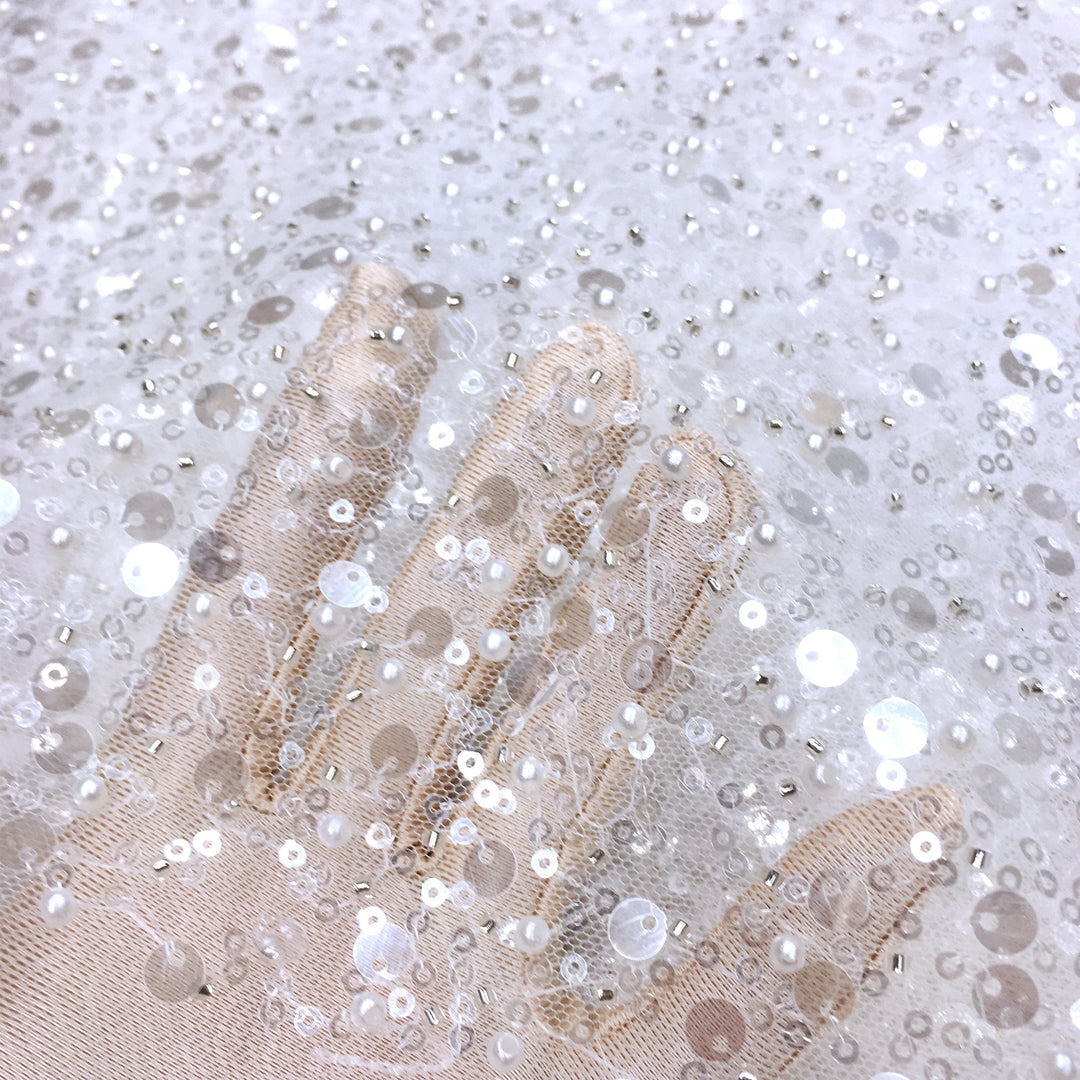 3 YARDS / 15 COLORS / GRACE Sequin Sparkly Beaded Mesh Ground Embroidery Mesh Lace Dress Tulle Fabric 3 YARDS / 15 COLORS / GRACE Sequin Sparkly Beaded Mesh Ground Embroidery Mesh Lace Dress Tulle Fabric