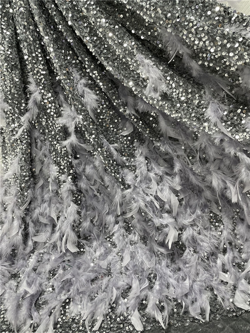 5 YARDS / 13 COLORS / Floral Beaded Embroidery Glitter Mesh Lace Wedding Party Dress Fabric - Classic & Modern