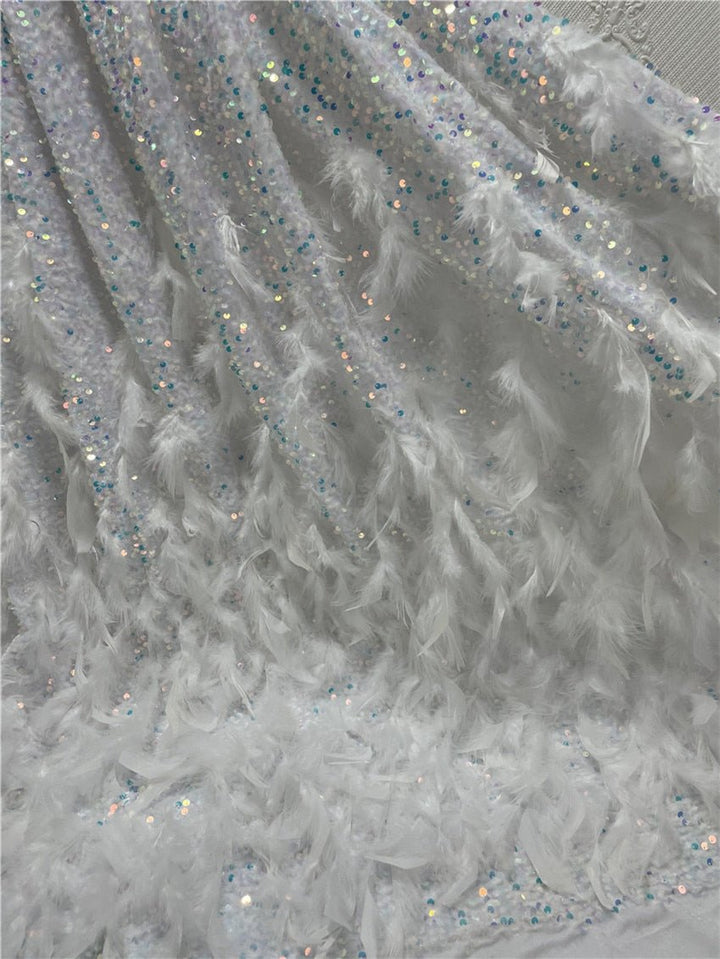 5 YARDS / 13 COLORS / Floral Beaded Embroidery Glitter Mesh Lace Wedding Party Dress Fabric - Classic & Modern