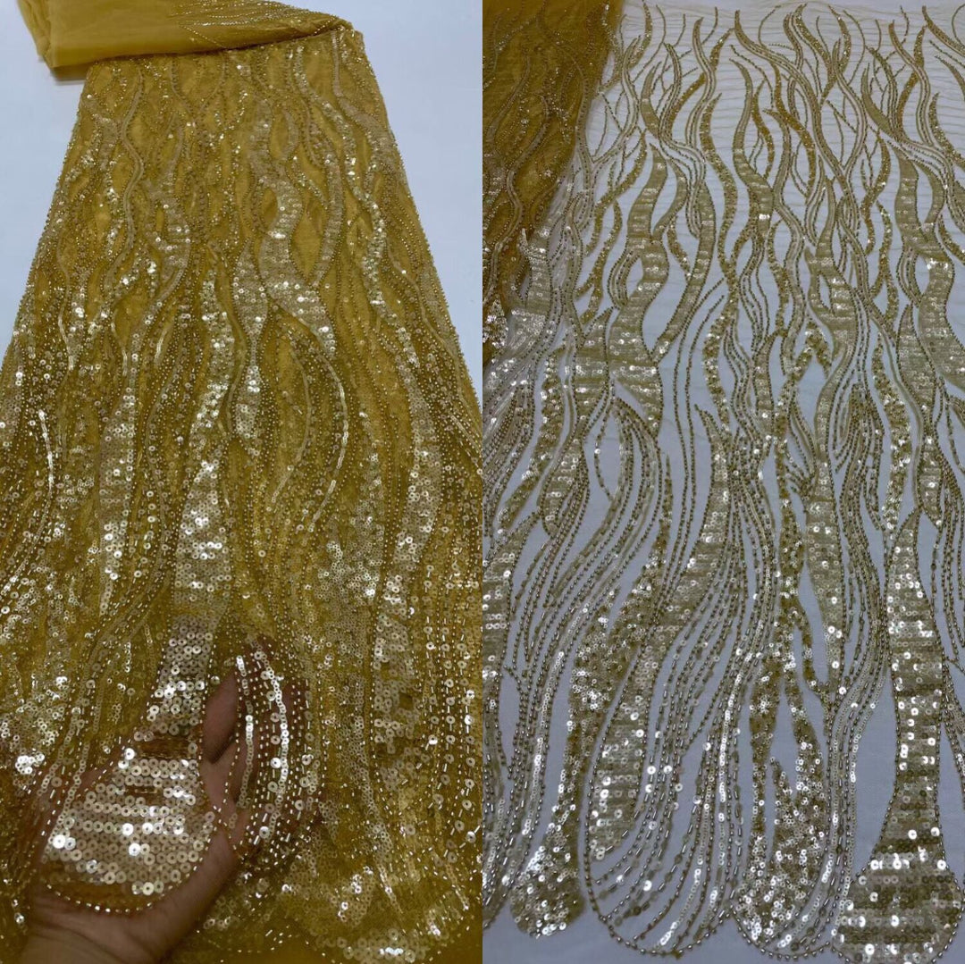 5 YARDS / 14 COLORS / Leah Abstract Swirl Sequin Beaded Embroidery Gli Classic Modern Fabrics 5 YARDS / 14 COLORS / Leah Abstract Swirl Sequin Beaded Embroidery Gli Classic Modern Fabrics