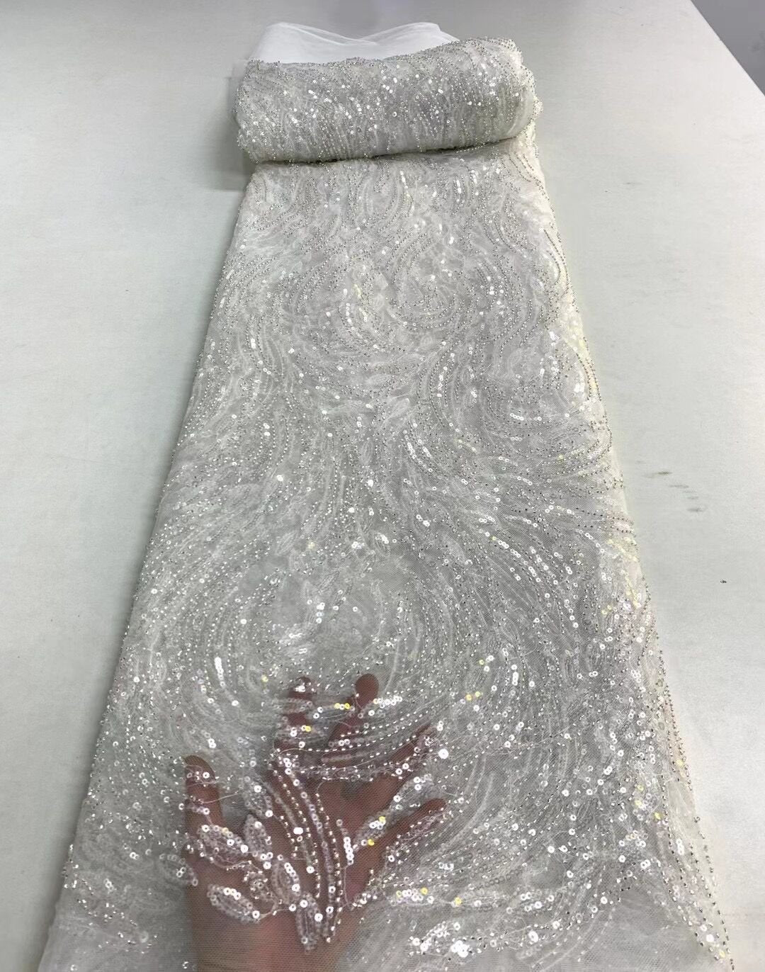 5 YARDS / 14 COLORS / Salimata Swirly Heavy Sequin Beaded Embroidery T Classic Modern Fabrics 5 YARDS / 14 COLORS / Salimata Swirly Heavy Sequin Beaded Embroidery T Classic Modern Fabrics