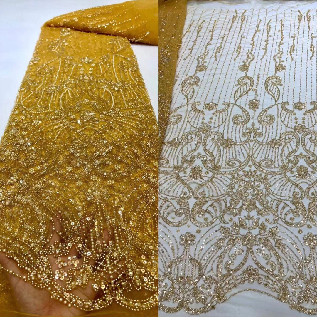 5 YARDS / 15 COLORS / Florianne Abstract Beaded Embroidery Glitter Mesh Lace  Party Prom Bridal Dress Fabric
