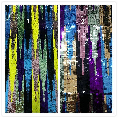 5 YARDS / 2 COLORS / Abstract Multicolor Lines Beaded Glitter Embroidery Mesh Lace Wedding Party Dress Fabric - Classic & Modern