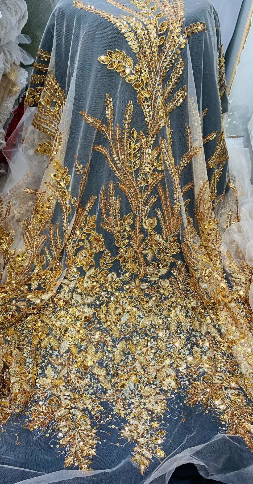 White and gold shop lace fabric