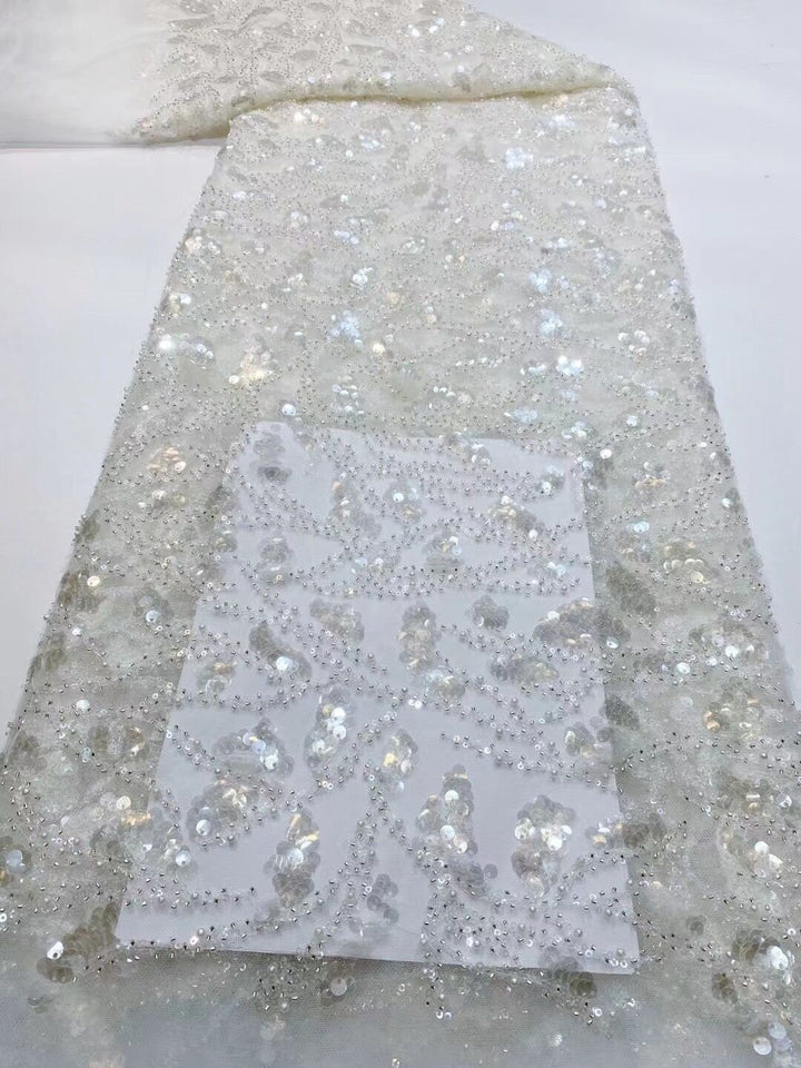 5 YARDS / 20 COLORS / Floral Beaded Embroidery Glitter Mesh Lace Wedding Party Dress Fabric - Classic & Modern