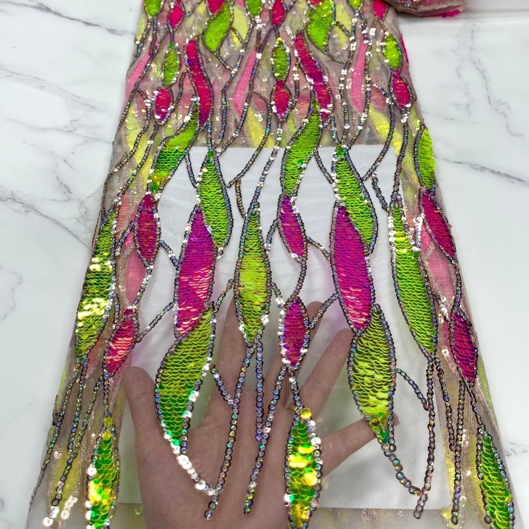 5 YARDS / 20 COLORS / Hanae Funky Geometric Glitter Sequin Embroidery Classic Modern Fabrics 5 YARDS / 20 COLORS / Hanae Funky Geometric Glitter Sequin Embroidery Classic Modern Fabrics