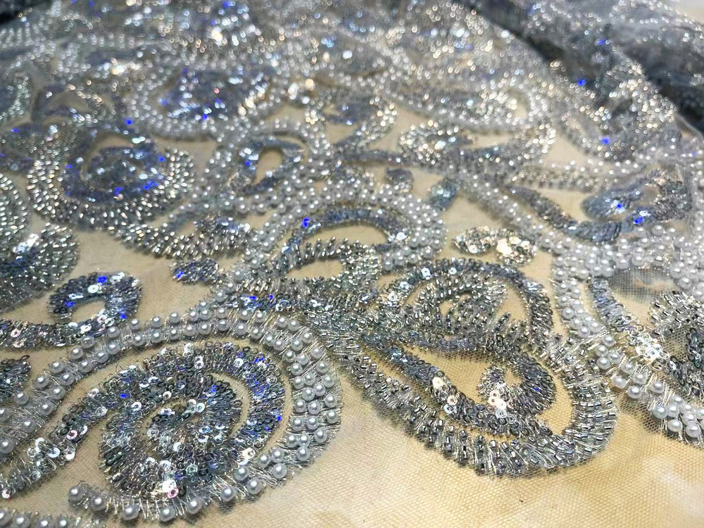 5 YARDS / 4 COLORS / Beautiful Full Sequin Beaded Embroidery Glitter Tulle Mesh Lace - Classic & Modern