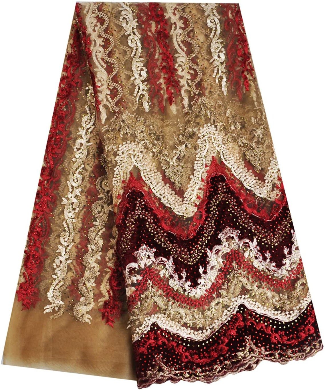 5 YARDS 4 COLORS Zina Gold Red Blue Green Contrasting Gold