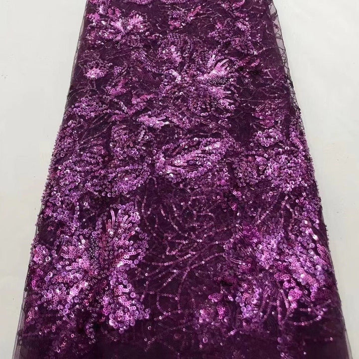 5 YARDS / 5 COLORS / Busy Floral Glitter Sequin Beaded Embroidery Tulle Mesh Lace Fabric - Classic & Modern