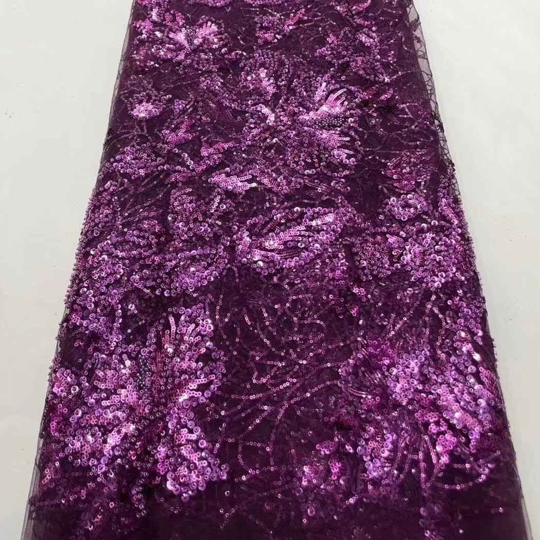 5 YARDS / 5 COLORS / Busy Glitter Sequin Beaded Embroidery Tulle Mesh Lace Fabric - Classic & Modern